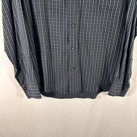Bugatchi Uomo Dress Shirt men's Medium Black Plaid Button Up Long Sleeve - Picture 3 of 10
